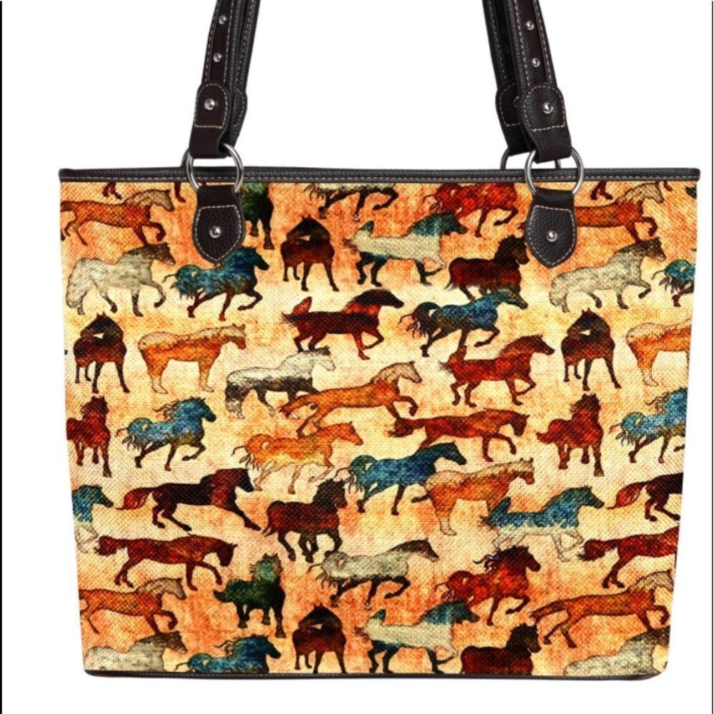 Montana West Horse Collection Canvas Tote Bag